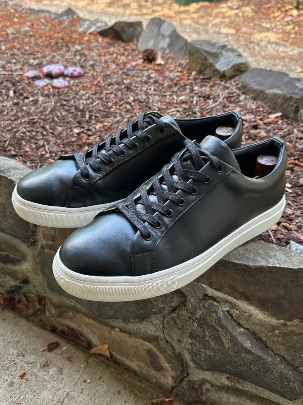 Thursday Boot Company Black Leather Sneakers with White Soles